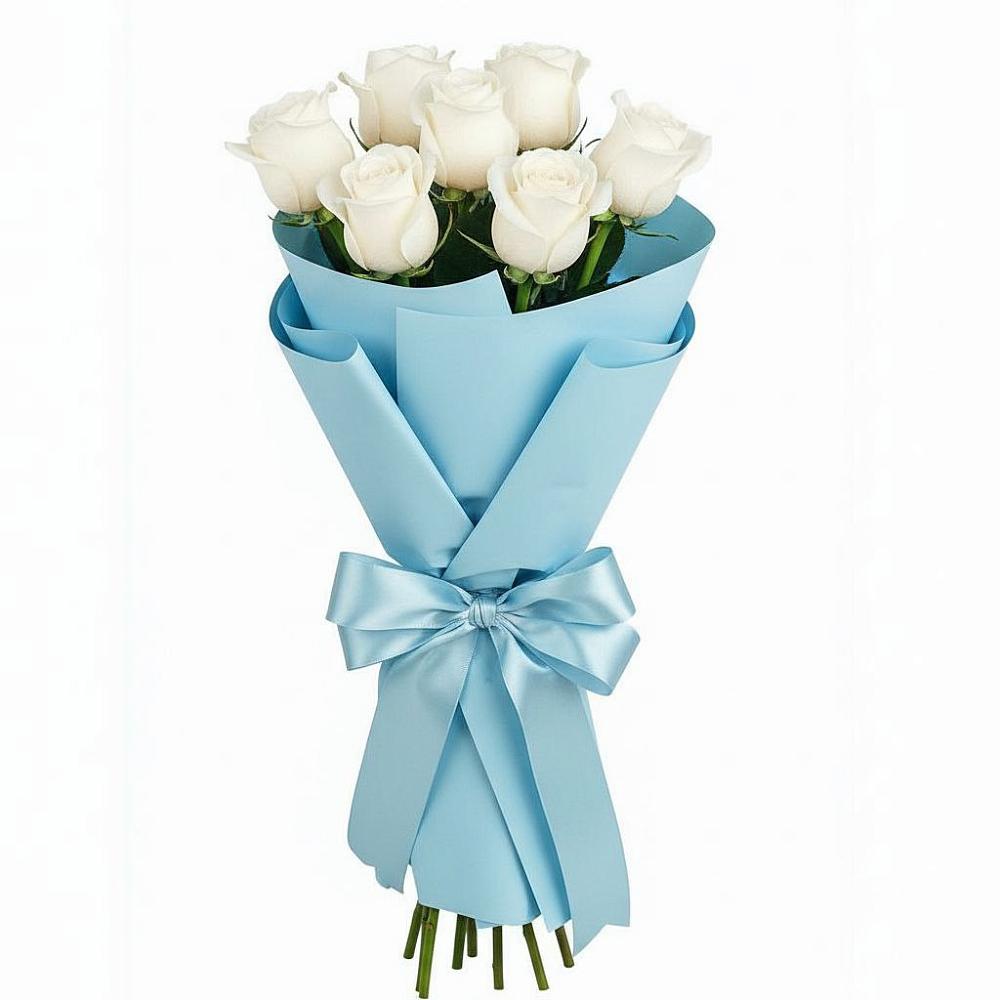 Букет 7 белых роз Проуд в Вознесеновском