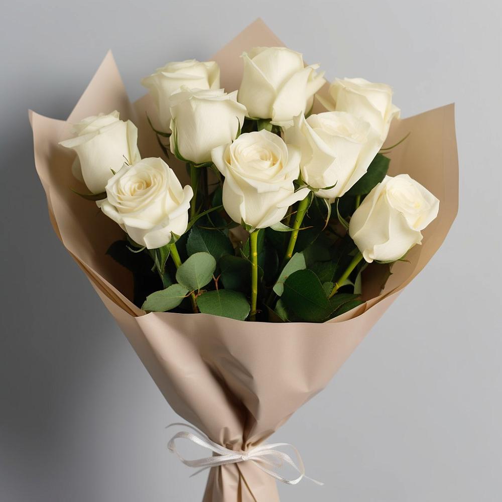 Букет 9 Белых роз Эдлесс Лав в Вознесеновском