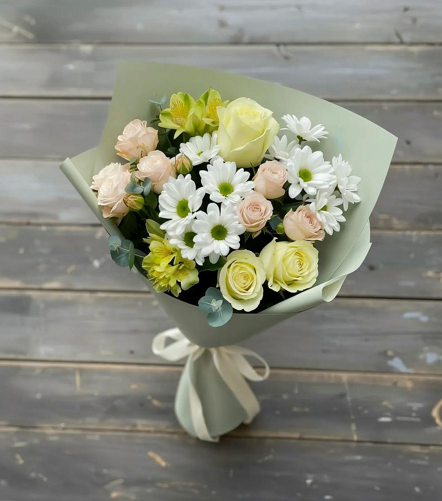 Букет цветов из: Альстромерии, Розы и Хризантемы в Вознесеновском