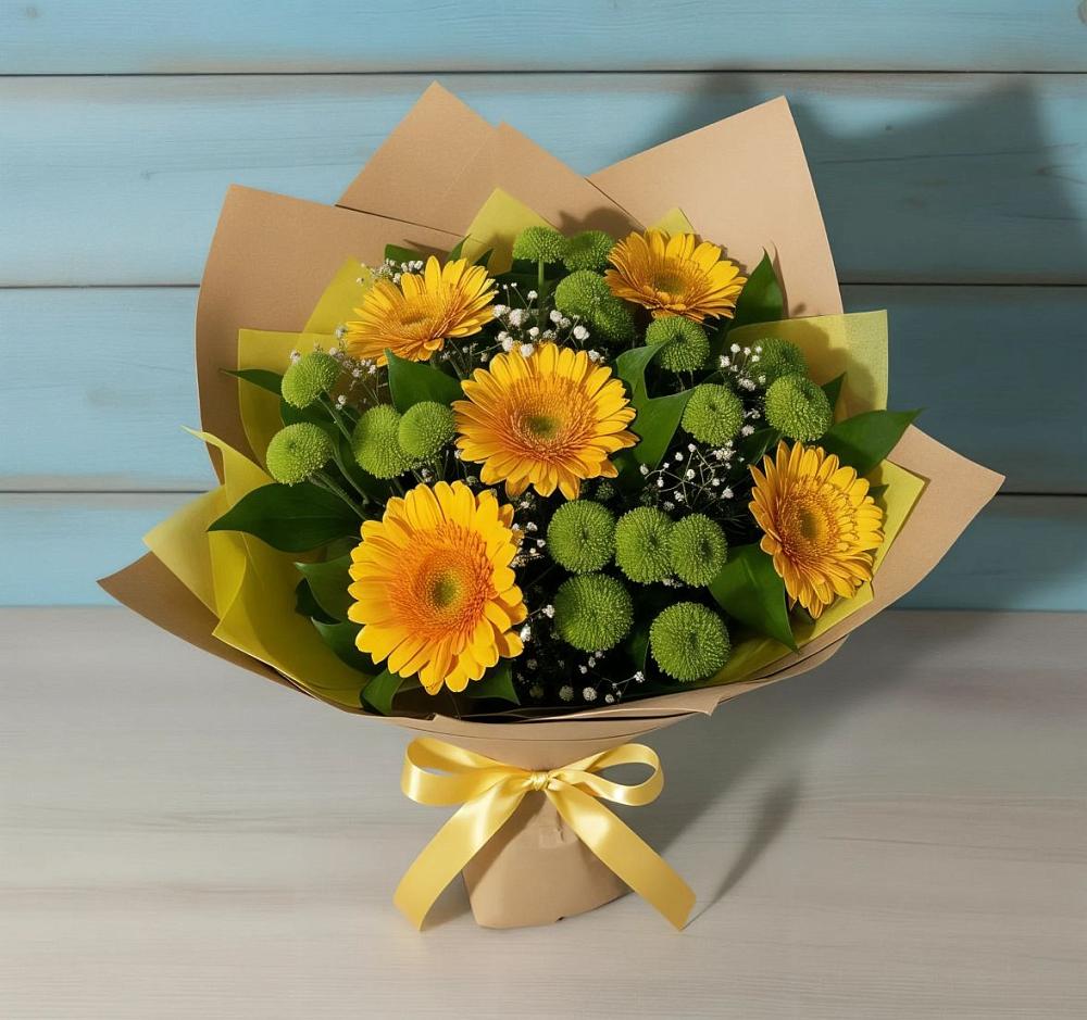 Букет цветов из: Герберы и Хризантемы в Вознесеновском