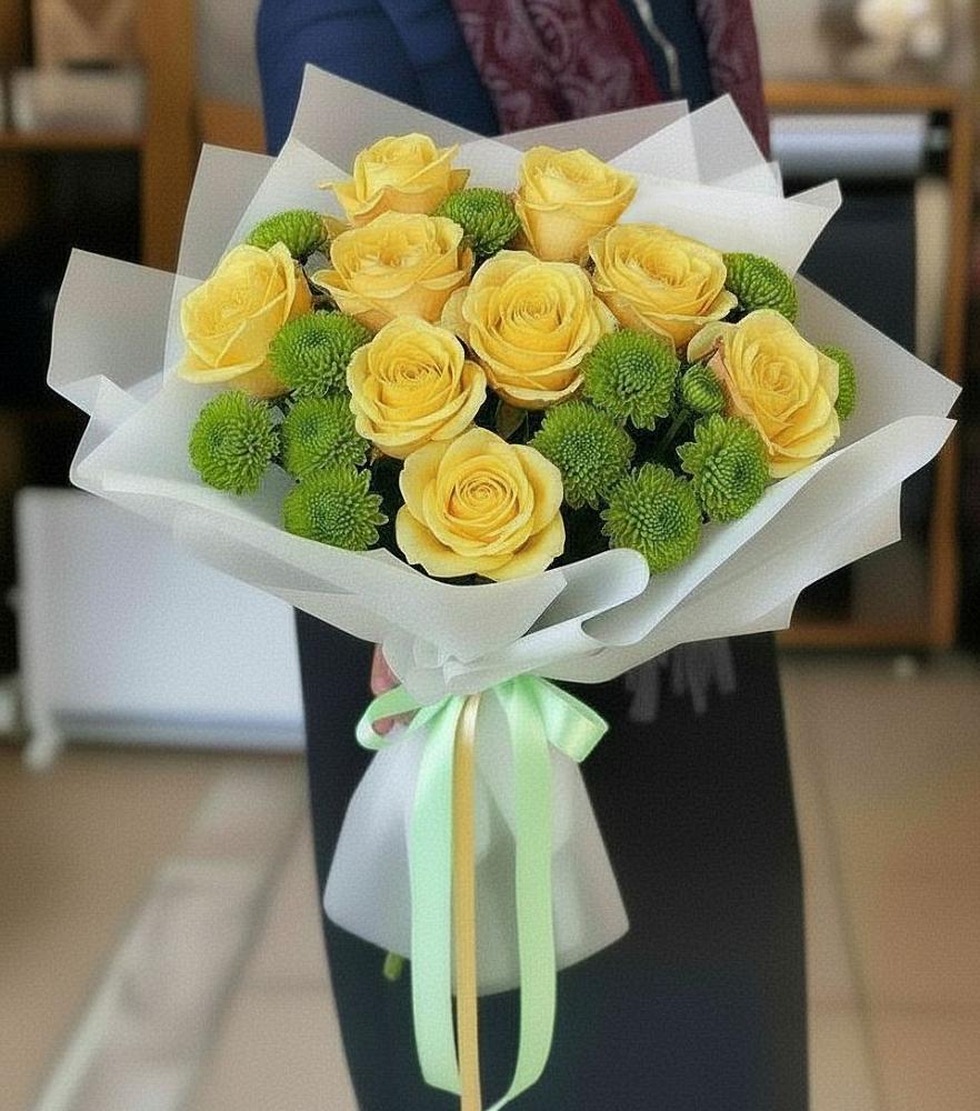 Букет цветов из: Хризантемы и Розы в Вознесеновском