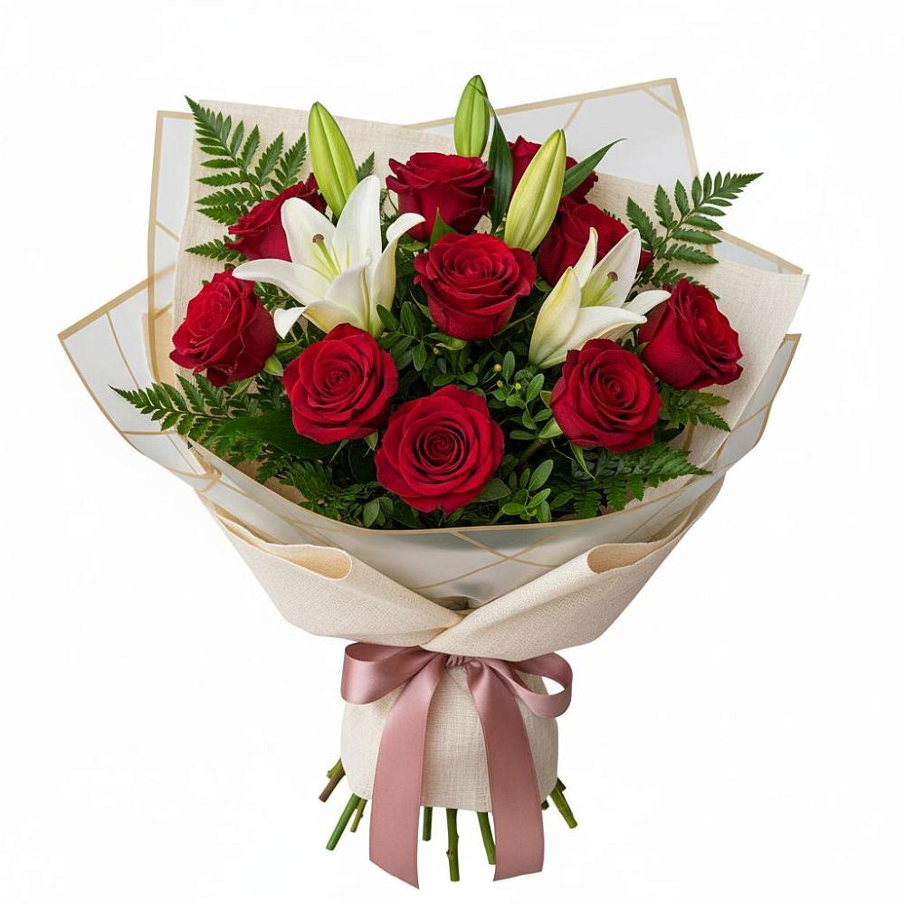 Букет цветов из: Лилии и Розы в Вознесеновском