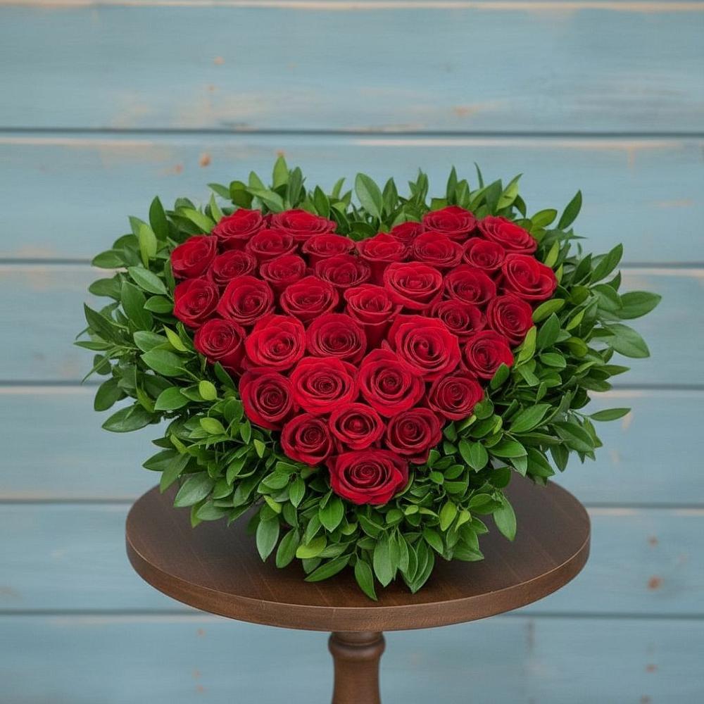 Цветочная композиция из Розы в виде сердца в Вознесеновском