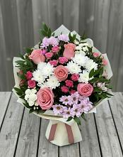 Букет цветов из:  Альстромерии, Гвоздики, Розы и Хризантемы в Вознесеновском
