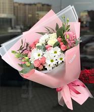 Букет цветов из:  Розы, Лизиантусы и Хризантемы в Вознесеновском