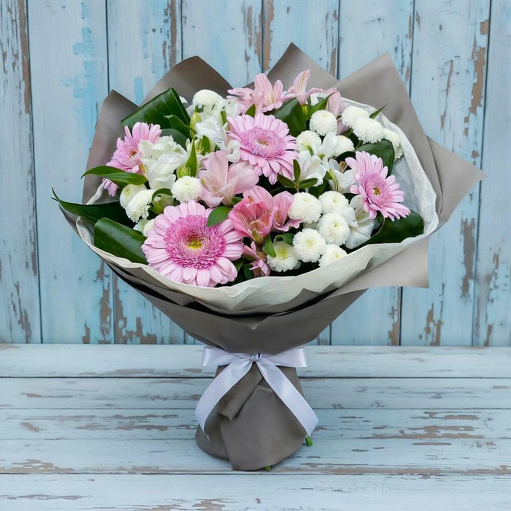 Букет цветов из: Герберы, Альстромерии и Хризантемы в Вознесеновском