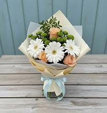 Букет цветов из:  Герберы, Розы и Хризантемы в Вознесеновском