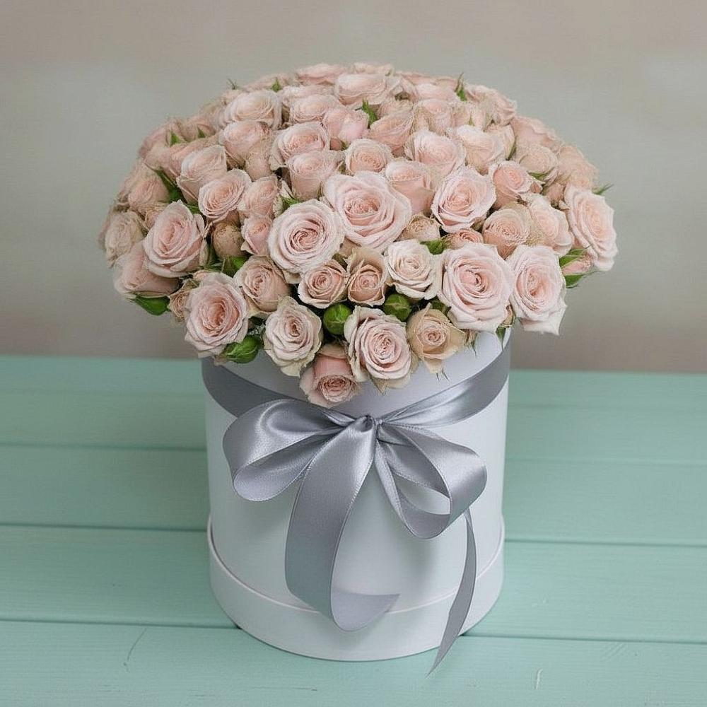 Цветочная композиция из Розы в шляпной коробке в Вознесеновском